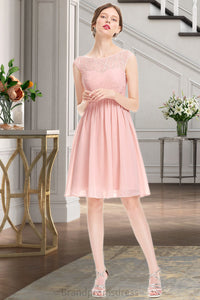 Robin A-line Scoop Knee-Length Chiffon Tulle Homecoming Dress With Beading Ruffle XXCP0020594