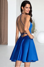 Load image into Gallery viewer, Sophie A-line Square Short/Mini Satin Homecoming Dress XXCP0020567