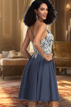Load image into Gallery viewer, Lily A-line V-Neck Short/Mini Chiffon Homecoming Dress With Beading Sequins XXCP0020564