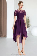 Load image into Gallery viewer, Selina A-line Scoop Asymmetrical Chiffon Lace Homecoming Dress XXCP0020587