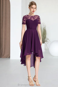Selina A-line Scoop Asymmetrical Chiffon Lace Homecoming Dress XXCP0020587