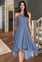 Load image into Gallery viewer, Peyton A-line Halter Asymmetrical Chiffon Lace Homecoming Dress XXCP0020561