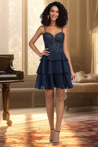 Alexis A-line Sweetheart Short/Mini Chiffon Lace Homecoming Dress With Beading Sequins XXCP0020576
