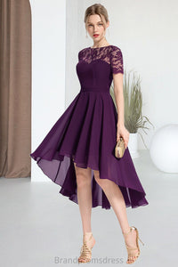 Selina A-line Scoop Asymmetrical Chiffon Lace Homecoming Dress XXCP0020587