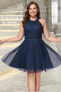 Sariah A-line Scoop Short/Mini Lace Tulle Homecoming Dress With Beading XXCP0020560