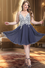Load image into Gallery viewer, Lily A-line V-Neck Short/Mini Chiffon Homecoming Dress With Beading Sequins XXCP0020564