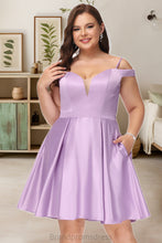 Load image into Gallery viewer, Shelby A-line Off the Shoulder Short/Mini Satin Homecoming Dress With Bow XXCP0020568