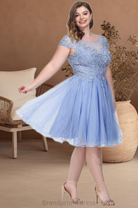 Kinsley A-line Scoop Short/Mini Tulle Homecoming Dress With Beading Appliques Lace XXCP0020547
