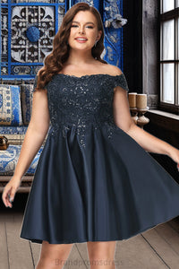 Crystal A-line Off the Shoulder Short/Mini Satin Homecoming Dress XXCP0020552