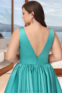 Kailee A-line V-Neck Short/Mini Satin Homecoming Dress XXCP0020570