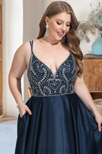 Load image into Gallery viewer, Tamia A-line V-Neck Short/Mini Satin Homecoming Dress With Beading Sequins XXCP0020566