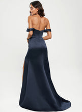 Load image into Gallery viewer, Yadira Train Satin Trumpet/Mermaid Sweetheart Sweep Prom Dresses Off-the-Shoulder