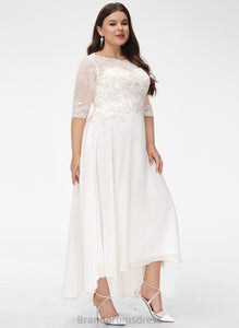 Chiffon With Wedding Dress Scoop Beading Sequins Lace Wedding Dresses Asymmetrical Iyana A-Line