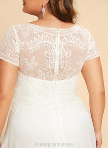 Floor-Length Wedding Dresses Lilia Sequins With Chiffon Scoop Wedding Lace Dress