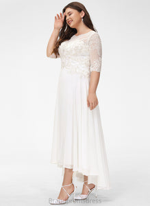Chiffon With Wedding Dress Scoop Beading Sequins Lace Wedding Dresses Asymmetrical Iyana A-Line