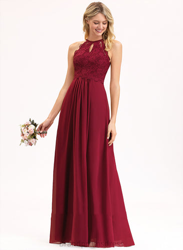 Chiffon A-Line Prom Dresses Scoop Floor-Length Jewel Lace