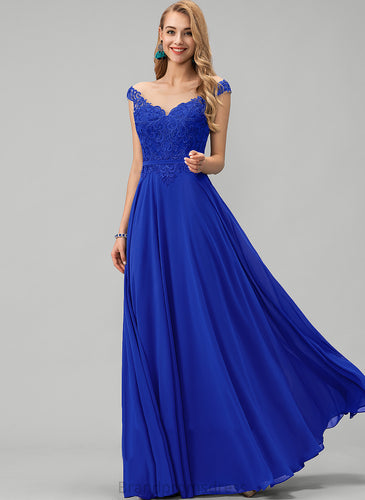Nydia Chiffon Scoop Floor-Length Sequins With A-Line Prom Dresses