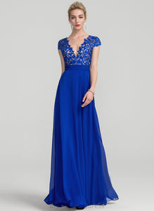 Floor-Length Prom Dresses Hayley V-neck Lace A-Line Chiffon