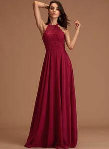 Chiffon Shayla Lace Prom Dresses Floor-Length Scoop A-Line