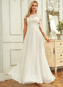Floor-Length Wedding Dresses Lilia Sequins With Chiffon Scoop Wedding Lace Dress