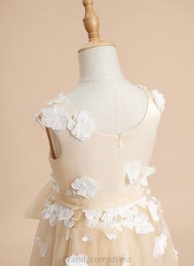 Sleeveless - Tulle With Girl Dress Scoop Neck Flower Girl Dresses A-Line Ankle-length Laila Flower Lace/Flower(s)