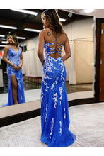 Load image into Gallery viewer, Eileen Prom Dresses Mermaid Sweep/Brush Train Tulle With Applique V Neck
