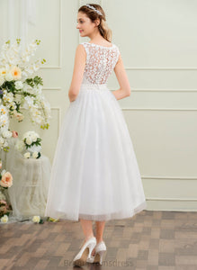Beading Wedding Dresses Kaylyn Ball-Gown/Princess With Dress Tea-Length Tulle Lace Wedding Satin Sequins