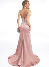 Load image into Gallery viewer, Sweetheart Lace Sweep Patricia Satin Train Trumpet/Mermaid Prom Dresses