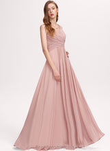 Load image into Gallery viewer, Pleated Chiffon Hedda Prom Dresses Floor-Length With V-neck A-Line
