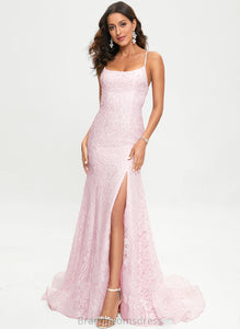 Scoop Lace Tori Train Trumpet/Mermaid Sweep With Prom Dresses Sequins