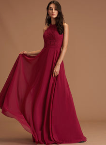 Chiffon Shayla Lace Prom Dresses Floor-Length Scoop A-Line