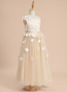 Sleeveless - Tulle With Girl Dress Scoop Neck Flower Girl Dresses A-Line Ankle-length Laila Flower Lace/Flower(s)