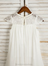 Load image into Gallery viewer, Flower Neck - Tea-length Scoop A-Line Girl Dress With Eliza Sleeveless Flower Girl Dresses Lace/Flower(s) Chiffon