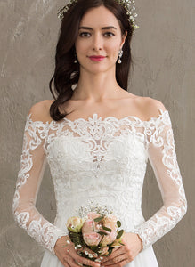 Lace Chiffon Floor-Length Off-the-Shoulder Lia Dress Wedding Dresses Wedding A-Line