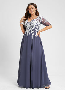 Prom Dresses A-Line Floor-Length Chiffon V-neck Dakota Lace