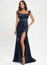 Load image into Gallery viewer, Yadira Train Satin Trumpet/Mermaid Sweetheart Sweep Prom Dresses Off-the-Shoulder