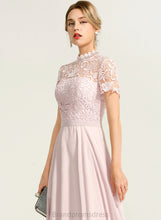 Load image into Gallery viewer, High Prom Dresses A-Line Bria Chiffon Lace Neck Floor-Length Illusion