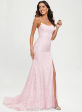 Load image into Gallery viewer, Scoop Lace Tori Train Trumpet/Mermaid Sweep With Prom Dresses Sequins