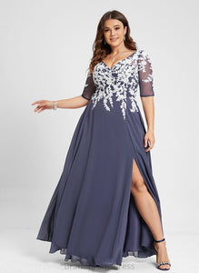 Prom Dresses A-Line Floor-Length Chiffon V-neck Dakota Lace