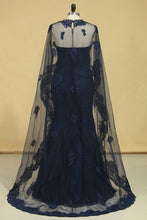 Load image into Gallery viewer, 2024 Mermaid Sweetheart Prom Dresses Lace With Beading And Applique Dark Navy Plus Size