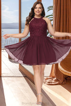 Load image into Gallery viewer, Precious A-line Scoop Short/Mini Chiffon Lace Homecoming Dress XXCP0020555