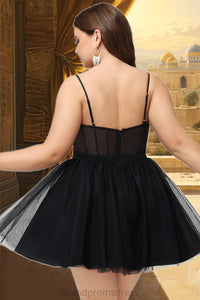 Mareli A-line Square Short/Mini Satin Tulle Homecoming Dress XXCP0020491
