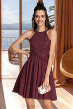 Load image into Gallery viewer, Precious A-line Scoop Short/Mini Chiffon Lace Homecoming Dress XXCP0020555