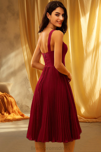 Eva A-line Square Knee-Length Chiffon Homecoming Dress With Pleated XXCP0020530