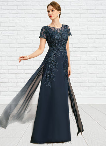 Kiana Sheath/Column Scoop Illusion Floor-Length Chiffon Lace Mother of the Bride Dress With Sequins XXC126P0021709