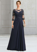 Load image into Gallery viewer, Brooklyn A-line Scoop Illusion Floor-Length Chiffon Lace Mother of the Bride Dress With Pleated Sequins XXC126P0021741