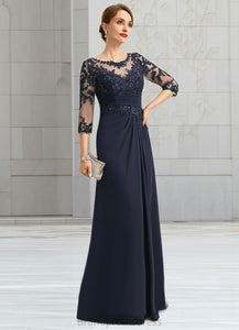 Brooklyn A-line Scoop Illusion Floor-Length Chiffon Lace Mother of the Bride Dress With Pleated Sequins XXC126P0021741