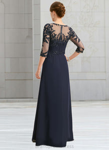 Brooklyn A-line Scoop Illusion Floor-Length Chiffon Lace Mother of the Bride Dress With Pleated Sequins XXC126P0021741