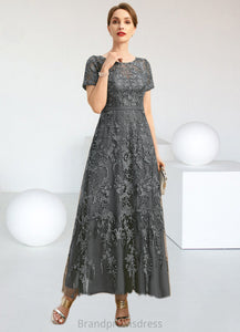 Claire A-line Scoop Illusion Ankle-Length Chiffon Lace Mother of the Bride Dress With Sequins XXC126P0021753