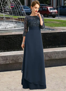 Danika A-line Scoop Illusion Floor-Length Chiffon Lace Mother of the Bride Dress With Pleated Sequins XXC126P0021754